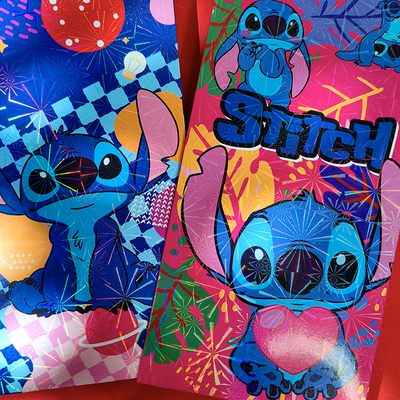 马年利是封红包袋卡通史迪仔镭射加厚长短款红包创意可爱