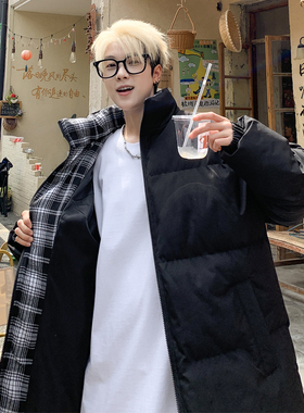 OCW潮牌 格子拼接立领棉衣男2026冬季新款青少年加厚保暖面包服男