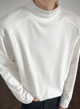 OCW潮牌日系德绒长袖T恤男2026秋冬新款纯色重磅德绒内搭打底衫男