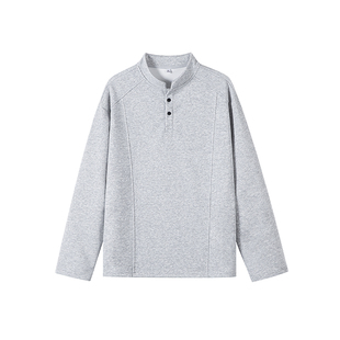 OCW潮牌日系亨利领长袖T恤卫衣男2026春秋新款拼接设计打底衫上衣