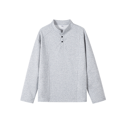 OCW潮牌日系亨利领长袖T恤卫衣男2026春秋新款拼接设计打底衫上衣