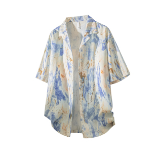 OCW潮牌 夏威夷风海滩休闲短袖花衬衫男2026夏季新款情侣冰丝衬衣