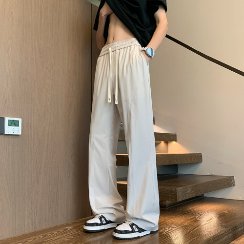 OCW潮牌 弯刀休闲裤男2026夏季新款微喇凉感透气冰丝速干阔腿长裤