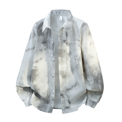 OCW潮牌 港式扎染翻领长袖衬衫男春季新款宽松百搭休闲衬衣外套男