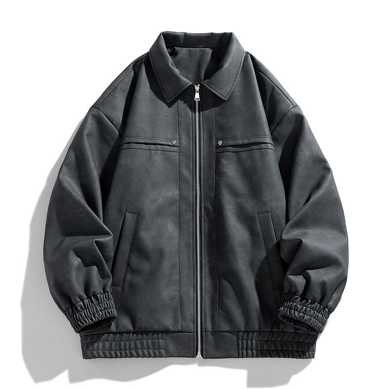 OCW潮牌 美式PU皮夹克男2026秋冬新款青少年学生机车飞行服外套男