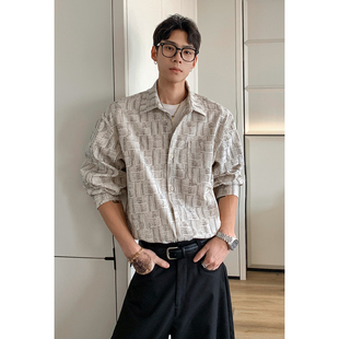 OCW潮牌 港式复古翻领长袖衬衫男2026春季新款宽松设计感开衫外套