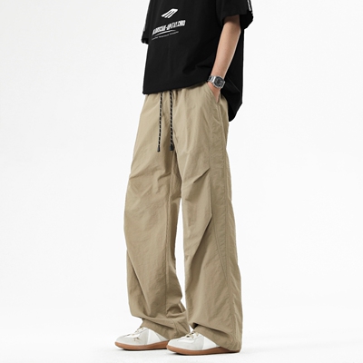 OCW潮牌 美式休闲裤男2025春夏新款青少年学生宽松微喇阔腿拖地裤