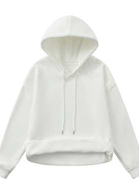 OCW潮牌 极简加绒加厚连帽卫衣男女宽松落肩袖套头衫学生情侣外套