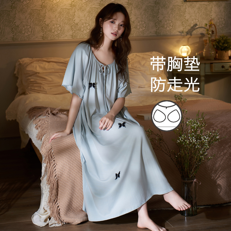 思莉太太睡裙女夏带胸垫
