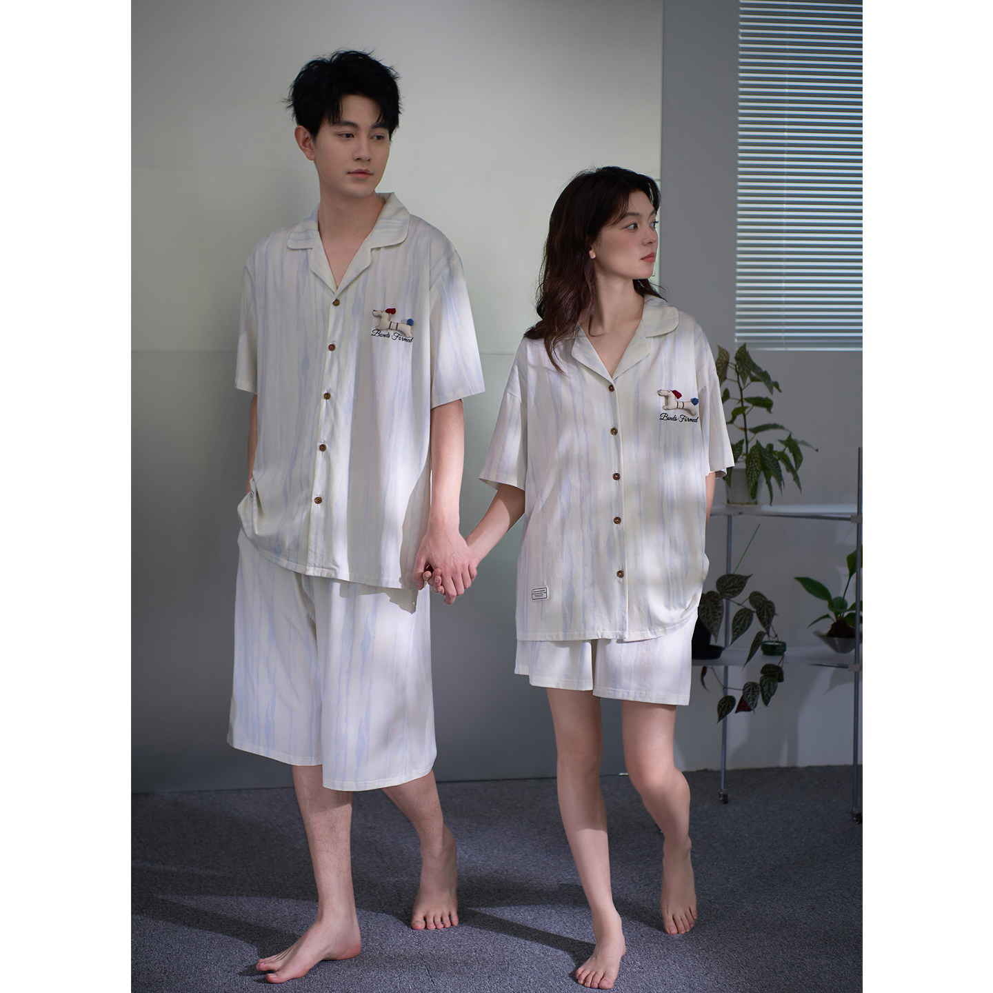 思莉太太凉感莫代尔情侣睡衣女款夏季短袖短裤夏天男士柔软家居服