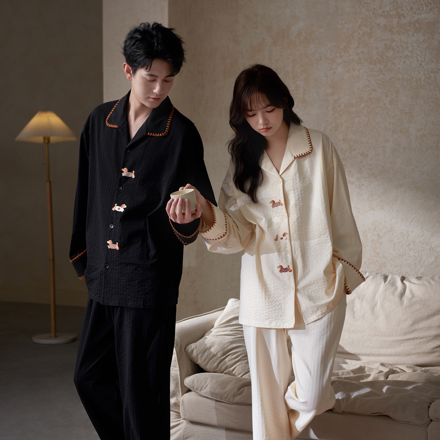 思莉太太情侣装睡衣女款纯棉长袖2026新款今年流行男士简单家居服