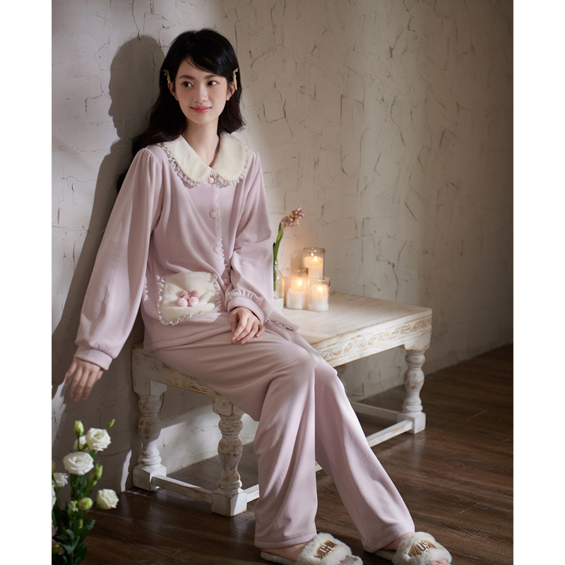 思莉太太女海岛绒公主风睡衣