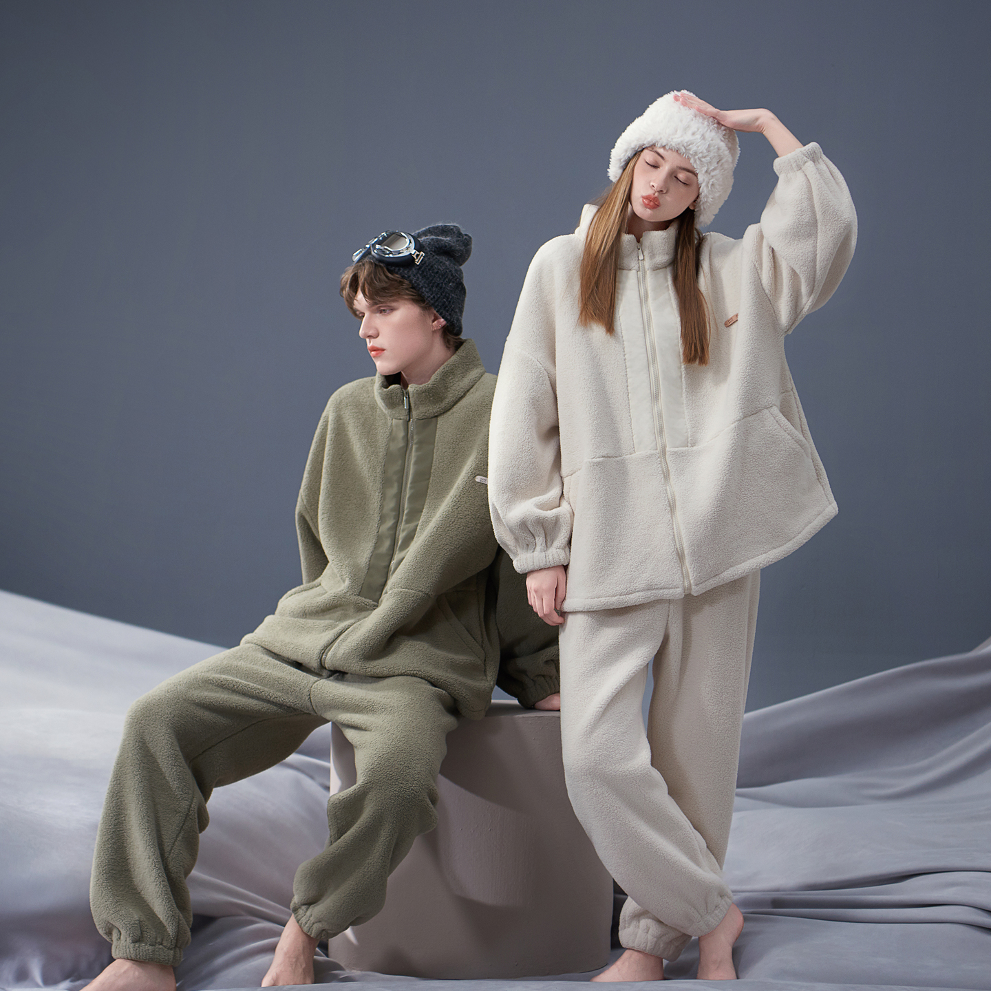 思莉太太情侣拉链可外穿家居服