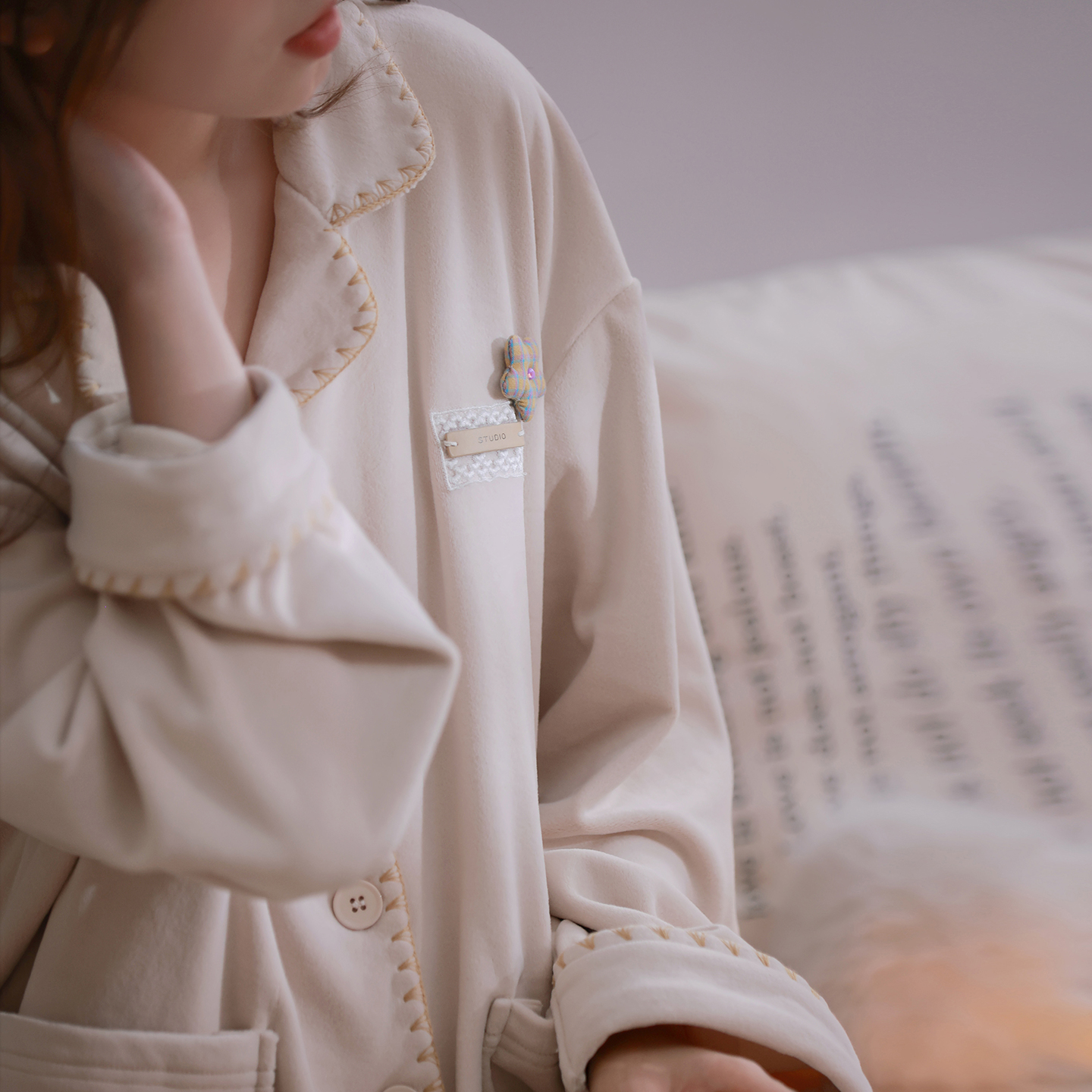 思莉太太冬季海岛绒甜美家居服