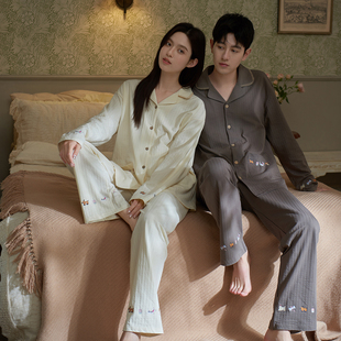 思莉太太情侣睡衣女款春秋季纯棉长袖2025新款卡通小狗男士家居服