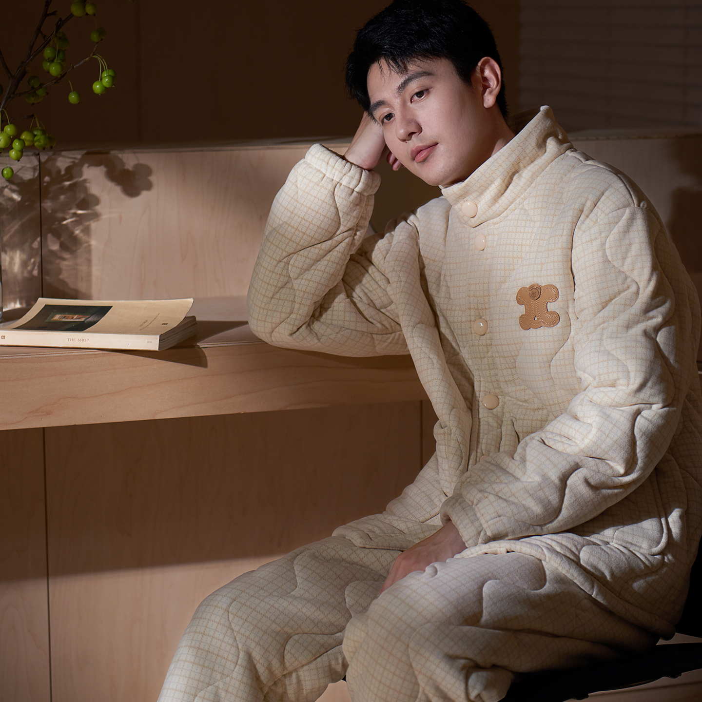 思莉太太睡衣男冬季三层夹棉