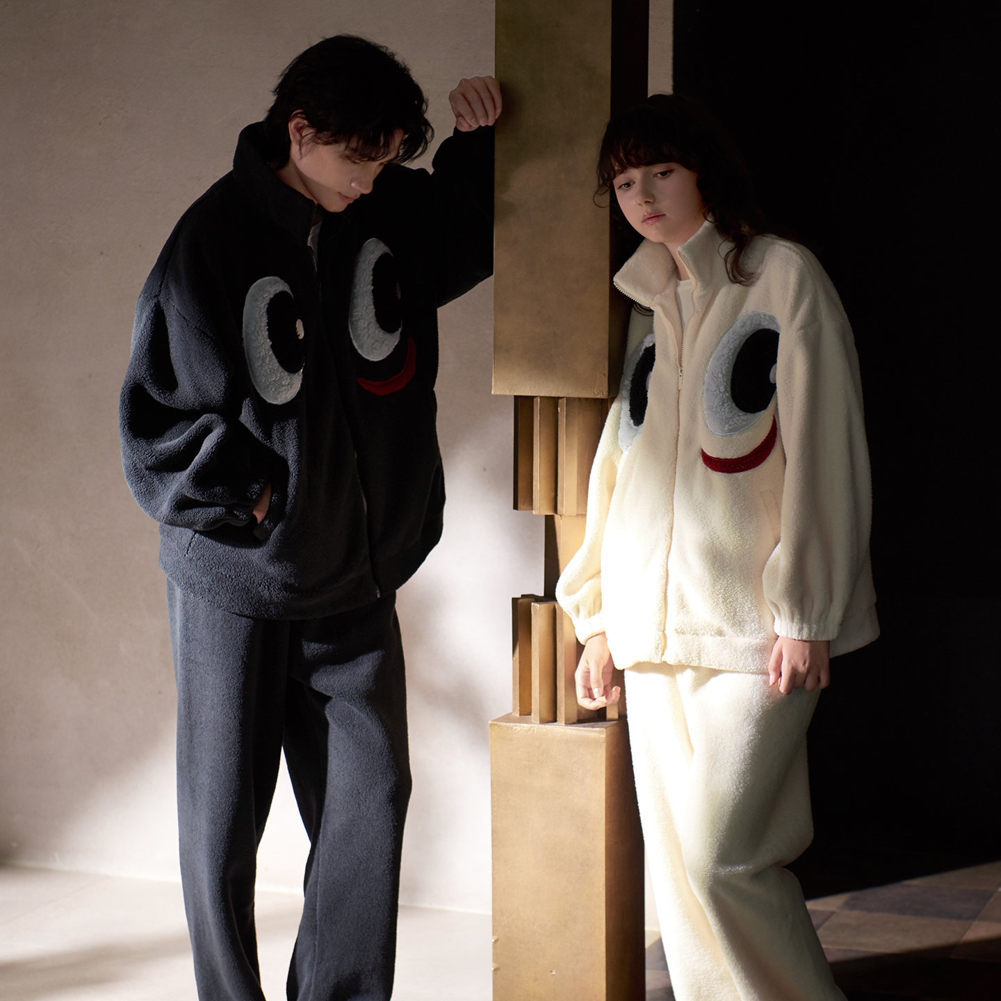 思莉太太高级感羊羔绒男女家居服