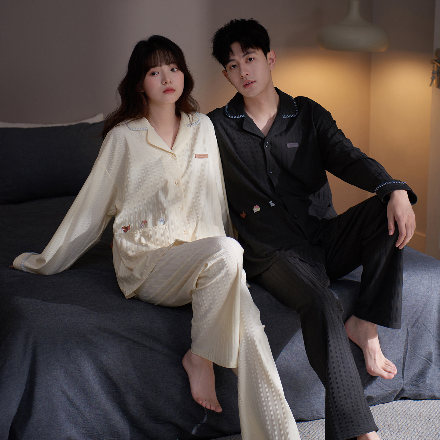 思莉太太网红款情侣纯棉睡衣套装