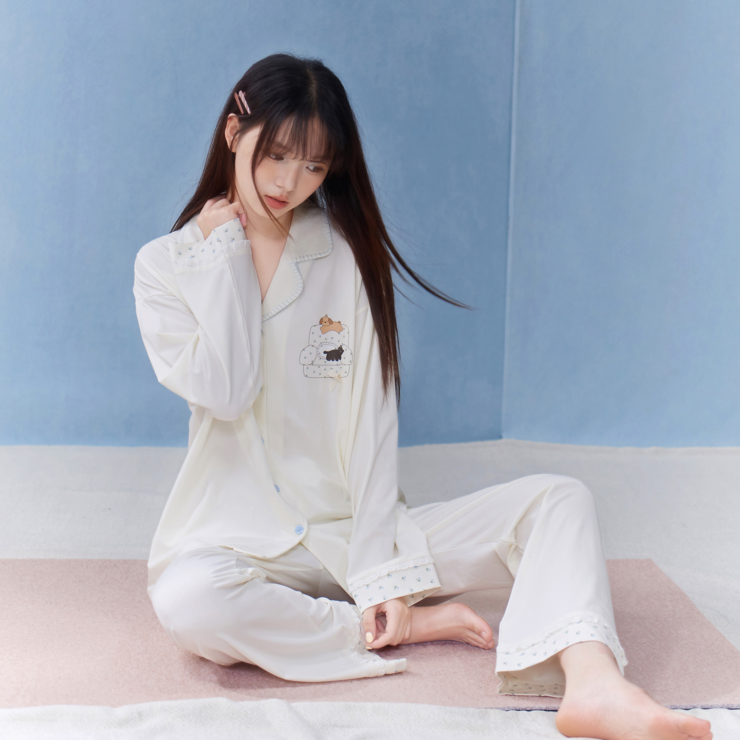 思莉太太ins高颜值少女碎花睡衣