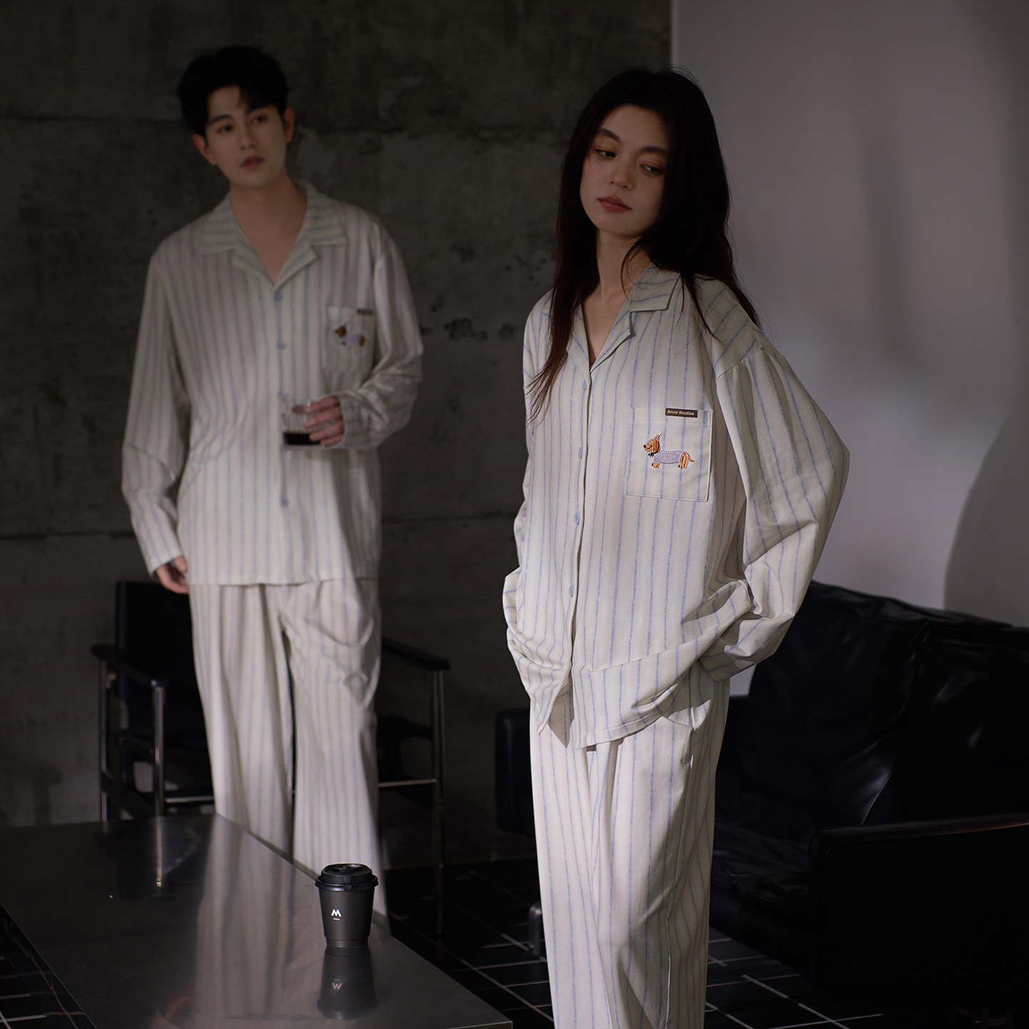 思莉太太柔软莫代尔情侣睡衣女款长袖男士贴身睡觉穿春夏季家居服