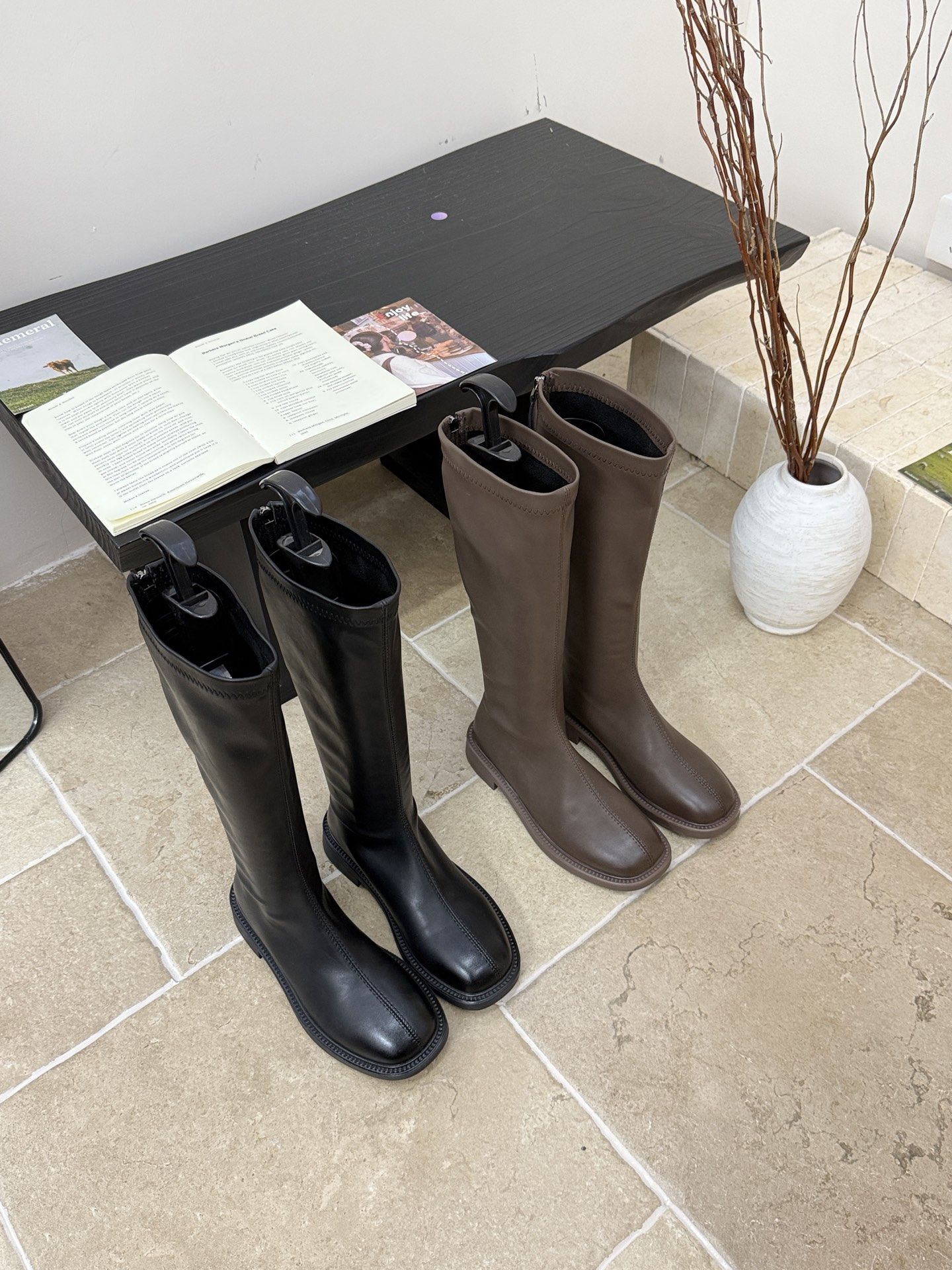 2025新款方头靴子女平底高筒靴不过膝长靴弹力瘦瘦靴秋冬骑士靴,女鞋,骑士靴,淘宝优惠券,粉丝福利购,淘宝优惠卷