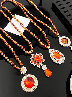 高档轻奢虎眼石项链女百搭毛衣链