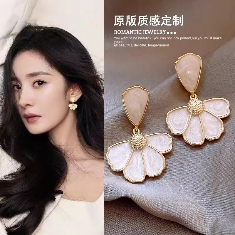 贝壳花朵耳环时尚耳钉气质耳饰女