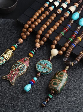 鸡翅木圆珠链男女尼泊尔风情项链