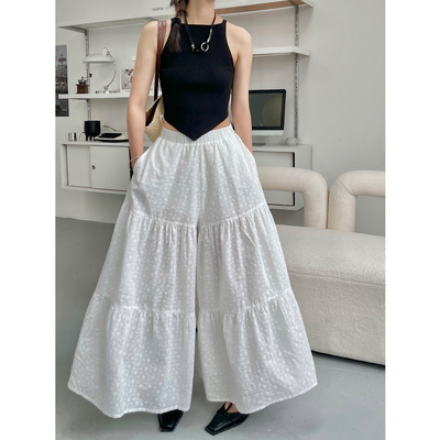 纯棉蕾丝刺绣韩版阔腿休闲裤