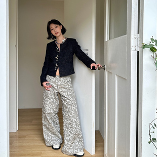 ran私服花花低腰阔腿裤 fifth 裤 宽松工装 设计感复古提花直筒美式