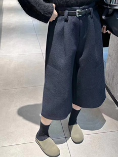 欧洲站2025阔腿裤女秋冬新款七分羊毛呢裤宽松时尚显瘦气质裙裤女