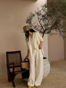 三件套女 .COM老钱风松弛感休闲宽松西服马甲阔腿裤 欧洲站26春季