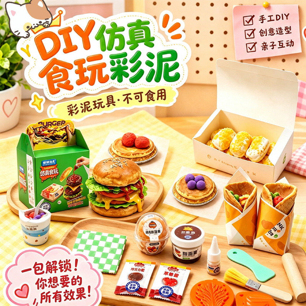儿童仿真食玩手工Ddiy制作材料牛肉卷汉堡玩具女孩过家家生日礼物