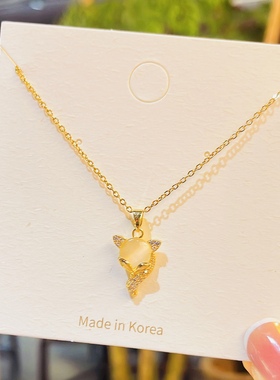 网红时尚金色可爱小狐狸吊坠项链