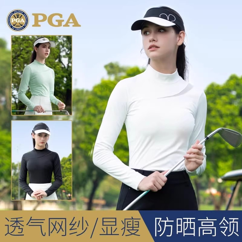 PGA高尔夫女装秋冬长袖T恤中高领