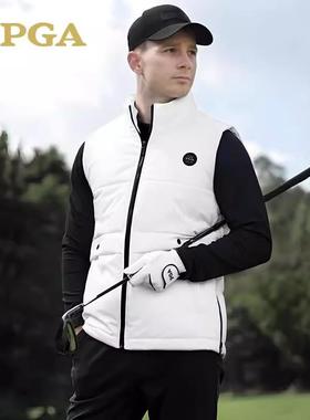 PGA高尔夫服装秋冬马甲 舒适保暖拉链立领防风夹棉运动男装101400