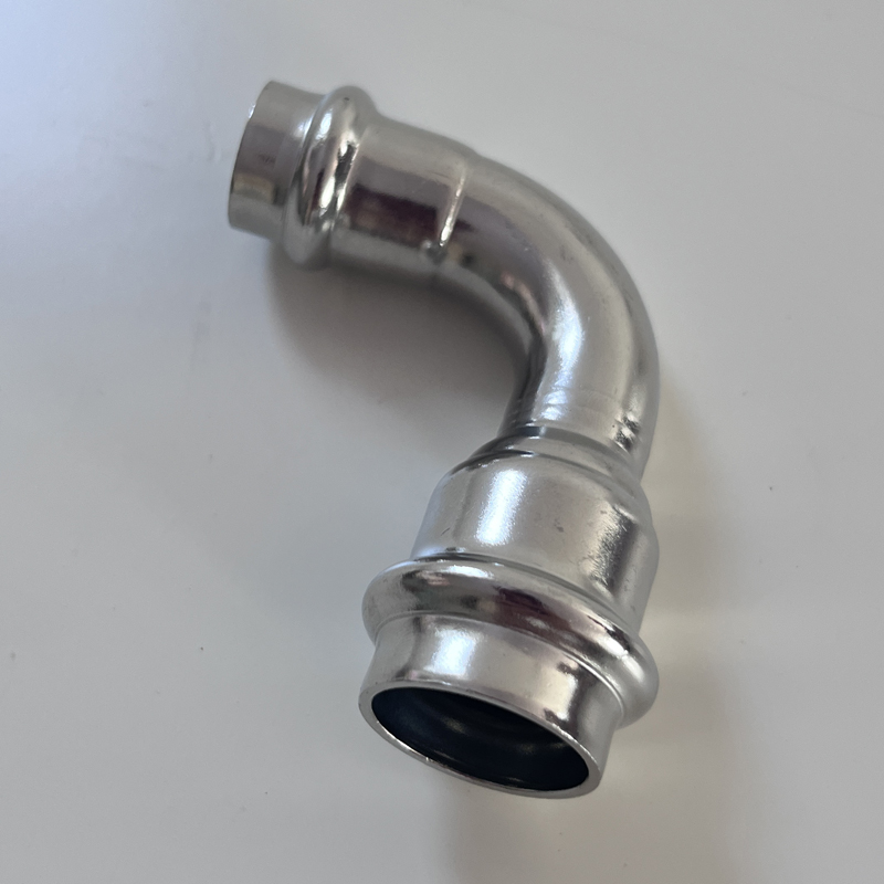 304不锈钢欧标卡压异径弯头薄壁V型双卡压管件接头弯供水管头316