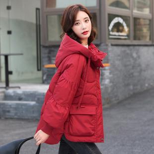 2022新款2021新款红色羽绒棉服女冬装女款小个子面包服韩