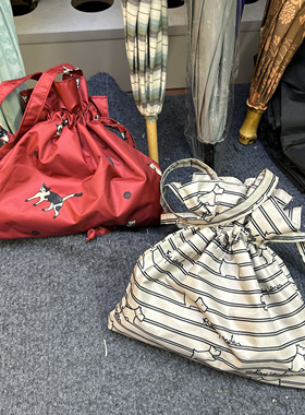 高颜值日系红色猫咪白狗五折伞黑胶晴雨两用遮阳太阳伞小巧便携女