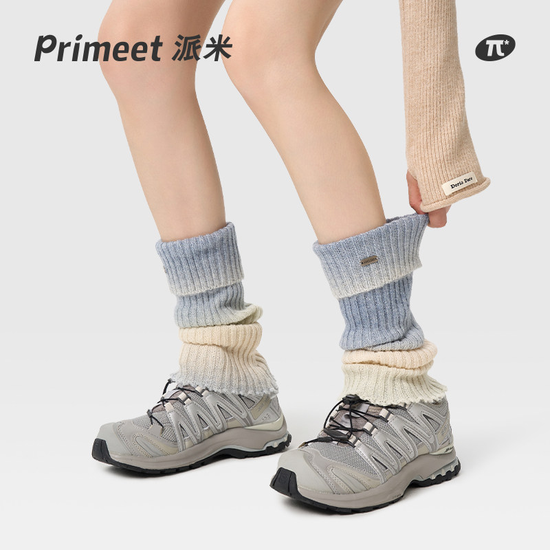 PRIMEET/派米羊毛袜套女秋冬中筒袜2025新款渐变堆堆袜腿套小腿袜