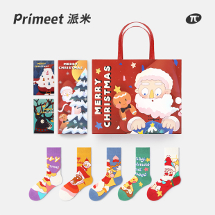 圣诞袜子女秋冬可爱日系卡通中筒袜圣诞节穿搭礼盒装 礼物袋长袜棉