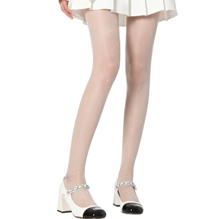 白色波点丝袜春夏纯欲风甜美薄款白丝jk连裤袜芭蕾风春夏打底裤黑