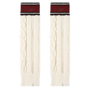 派米针织袜套女白色腿套日系甜美麻花纹堆堆袜春秋拼色长筒小腿袜