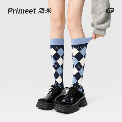 PRIMEET/派米菱格小腿袜女春夏长筒袜复古学院风长袜春秋搭小皮鞋