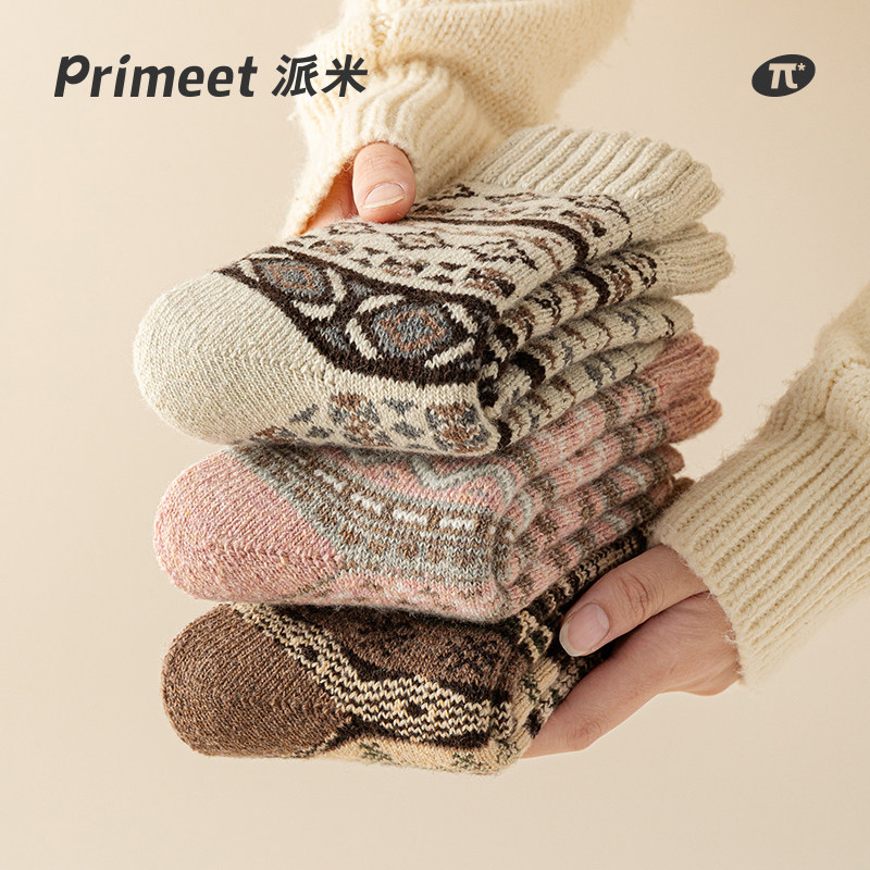 primeet女生加厚保暖羊毛袜