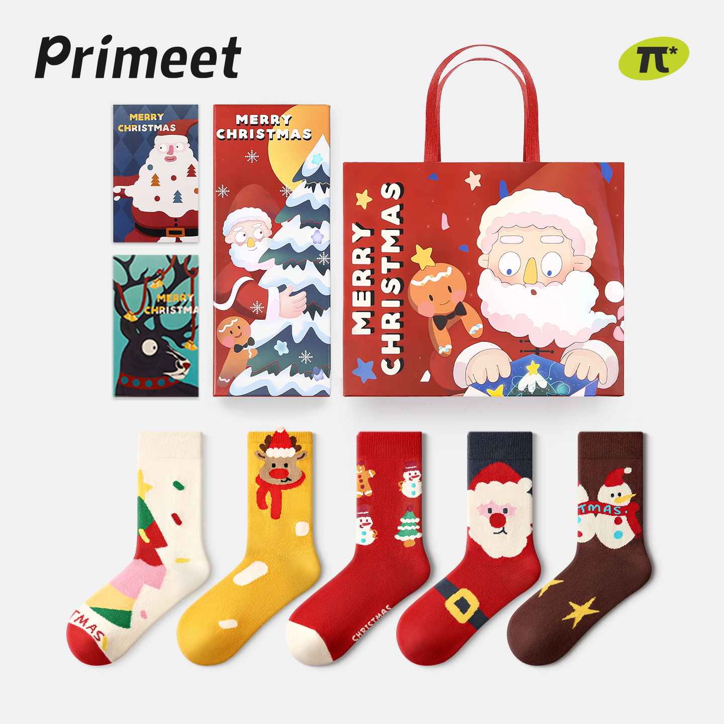 派米圣诞可爱卡通中筒袜女