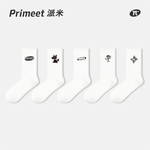 primeet派米情侣款精梳棉中筒袜