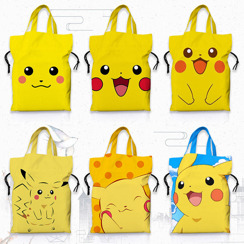 比卡超 Pikachu 皮卡丘 大容量环保单肩包购物袋抽绳袋精灵宝可梦