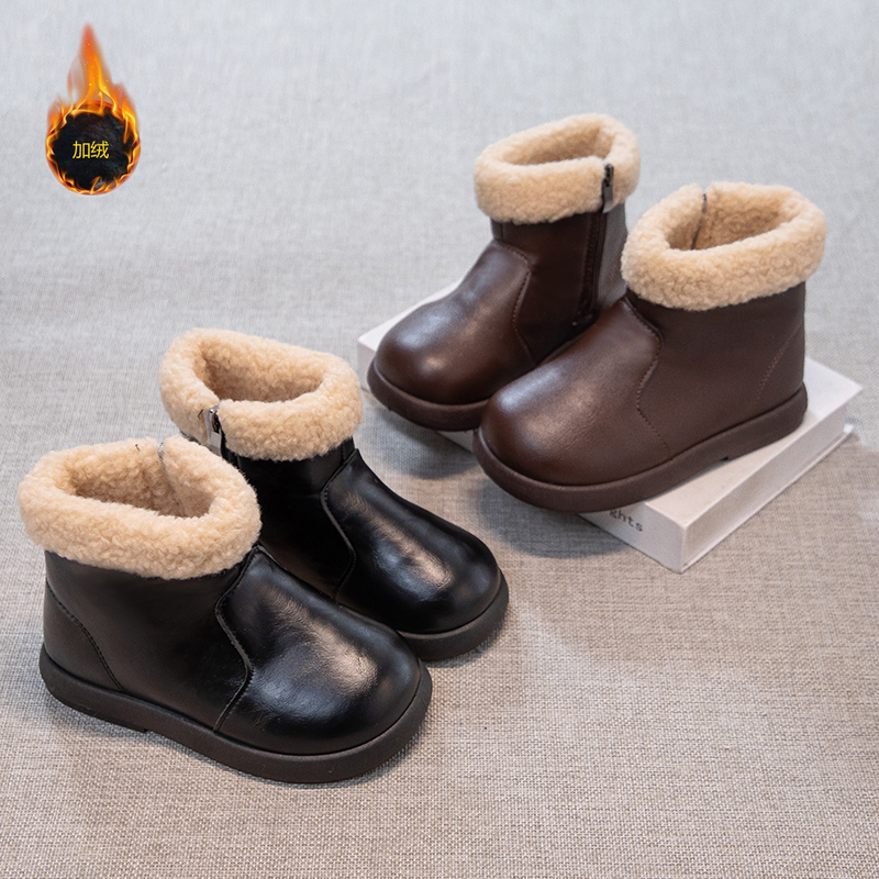 女童加绒马丁靴秋冬小皮鞋2025新