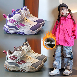 儿童运动鞋2025冬季新款加绒篮球鞋男童保暖板鞋女童二棉老爹鞋潮